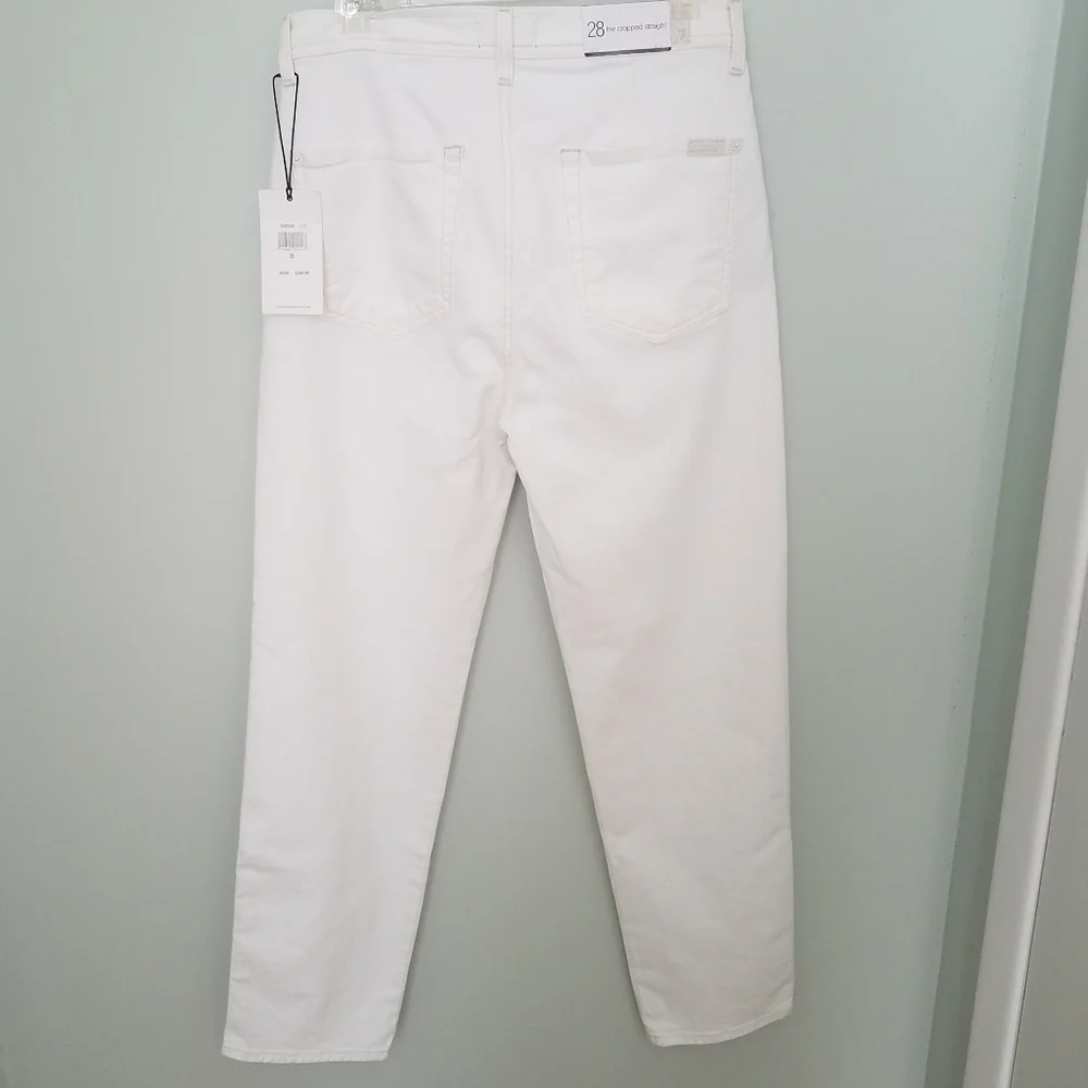 7 For All Mankind High Waisted Cropped Straight in Clean White Size 28 - Picture 10 of 13